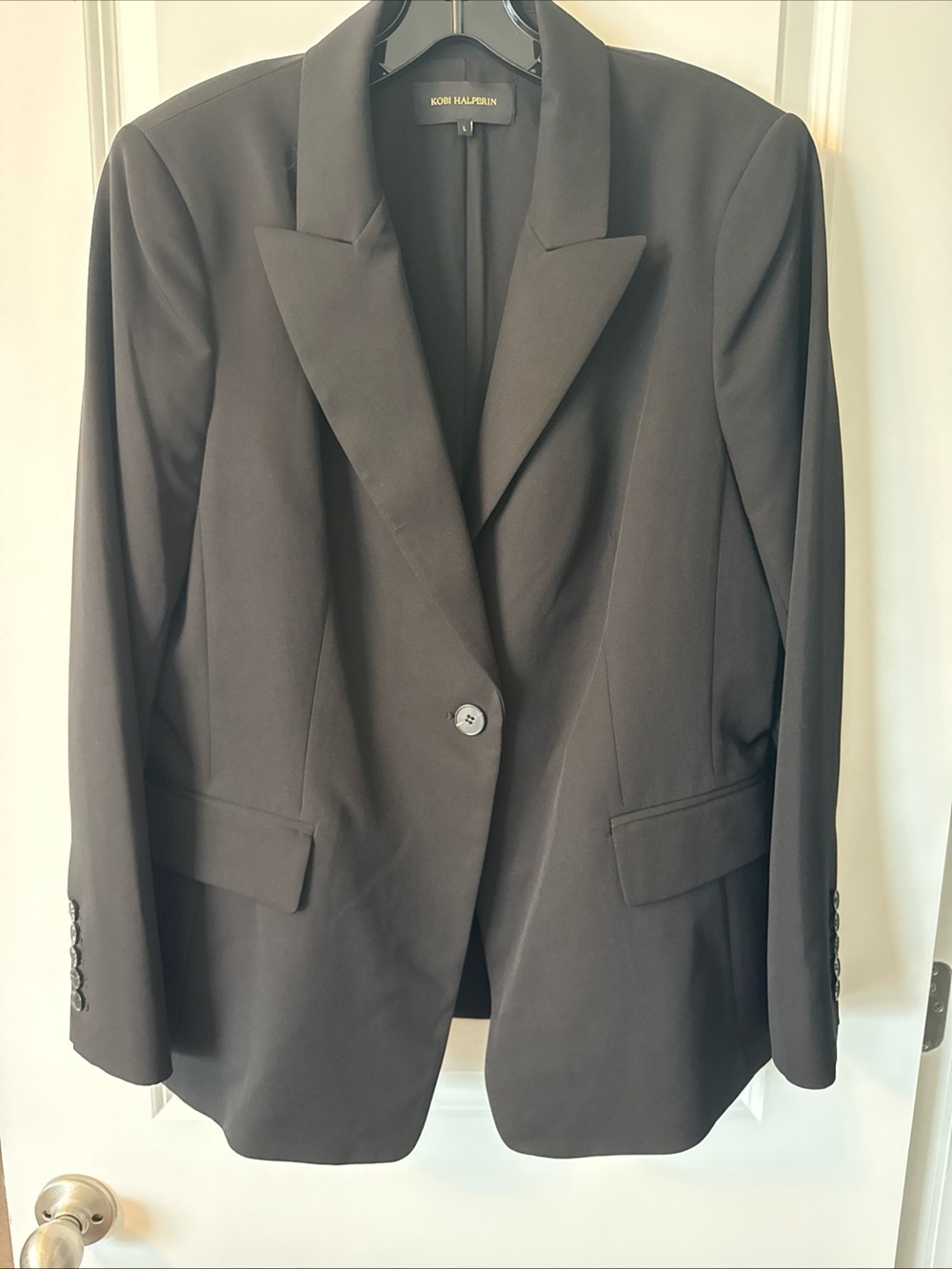 KOBI HALPERIN Black Melinda Single Button Front Blazer Jacket Size Large